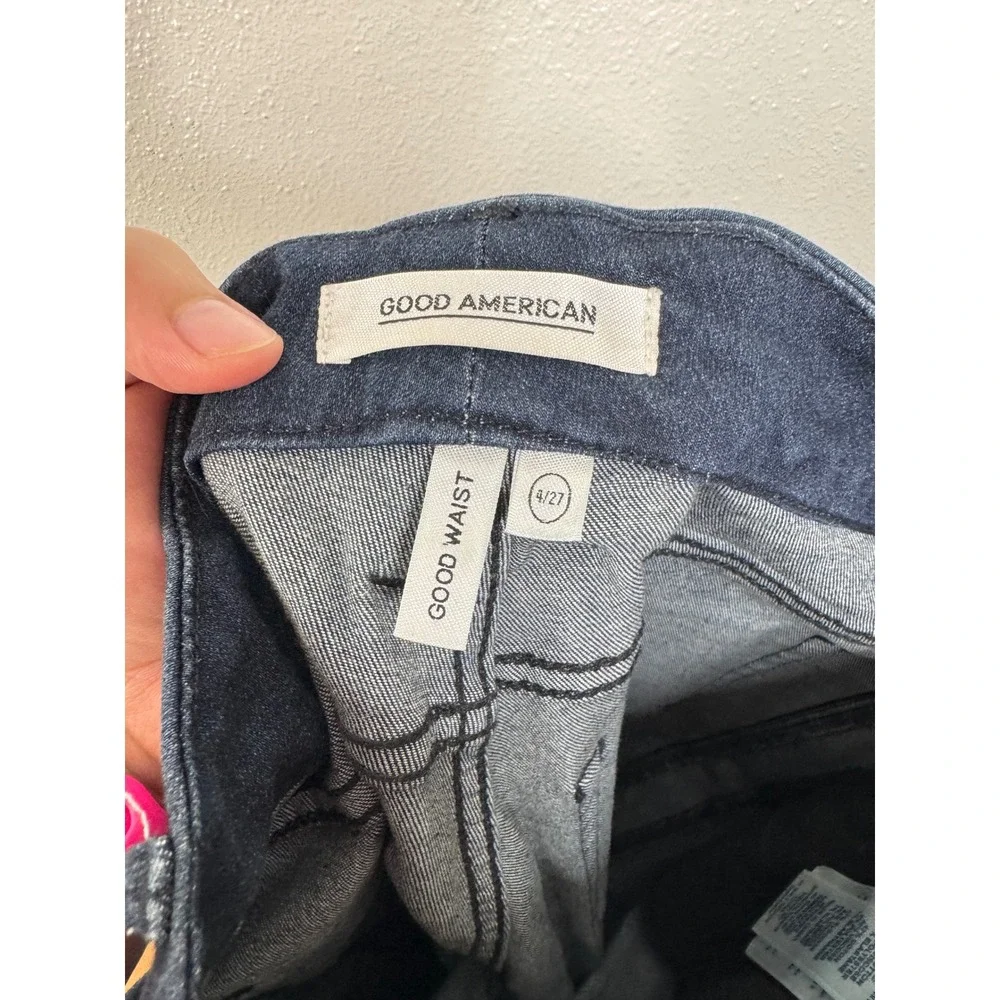 Good American Good Waist Skinny Jeans Velvet Side Stripe Dark Wash Size 4/27